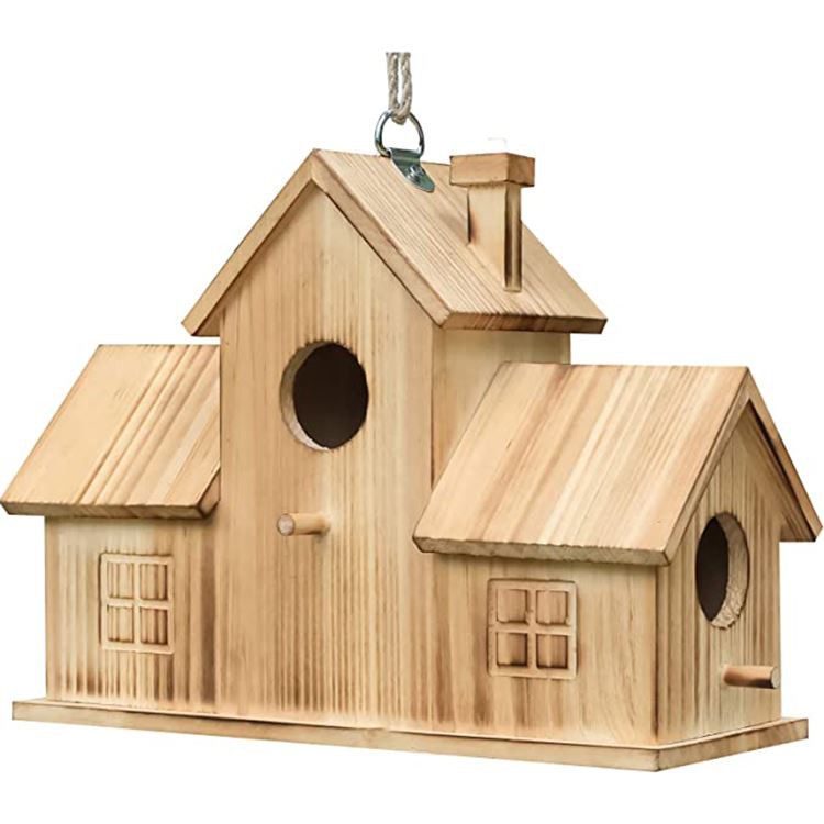 3 Hole Wooden Bird House