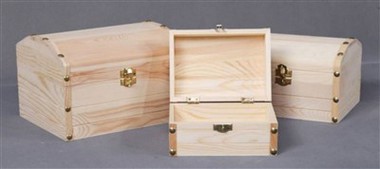 Set van drie houten juwelendoosjes